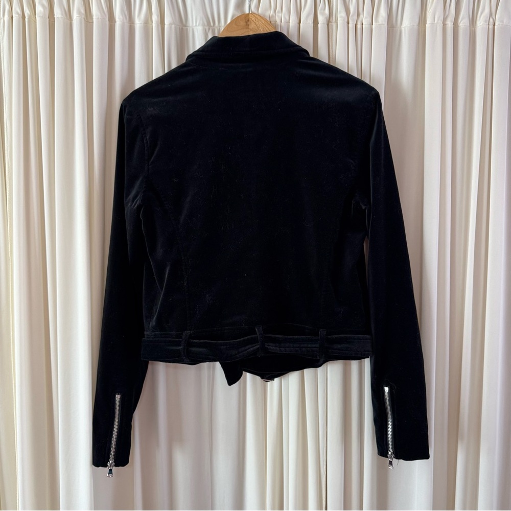 Paige Shanna Velvet Moto Jacket Black Velour Size m Chic Trendy Biker Grunge - Picture 4 of 5